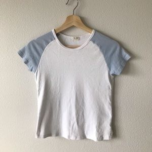 Brandy Melville/John Galt White and Baby Blue Tee